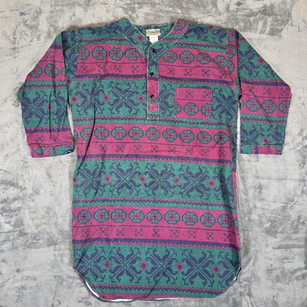 Vintage EMS Eastern Mountain Sports Western Aztec Abstract Night Dress Gown